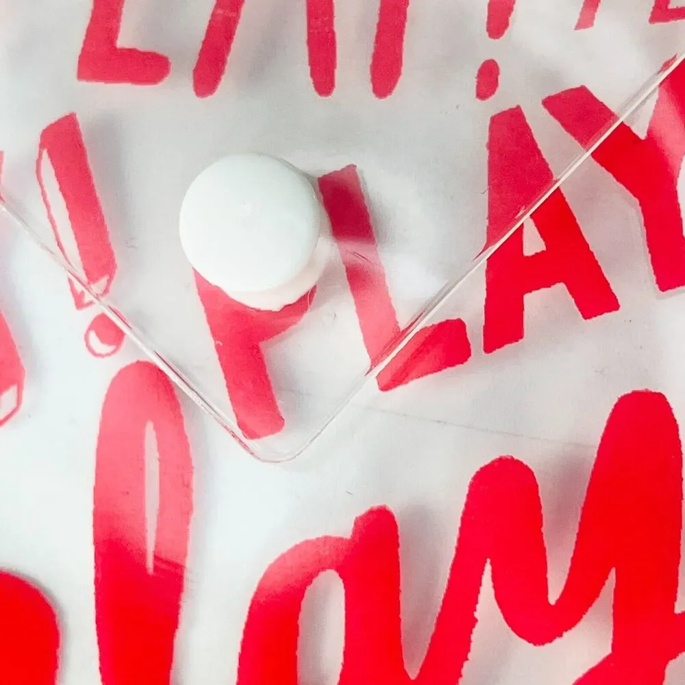 Sephora Transparent Clear Logo MakeUp Toiletry Travel Wet Envelope Bag Red New